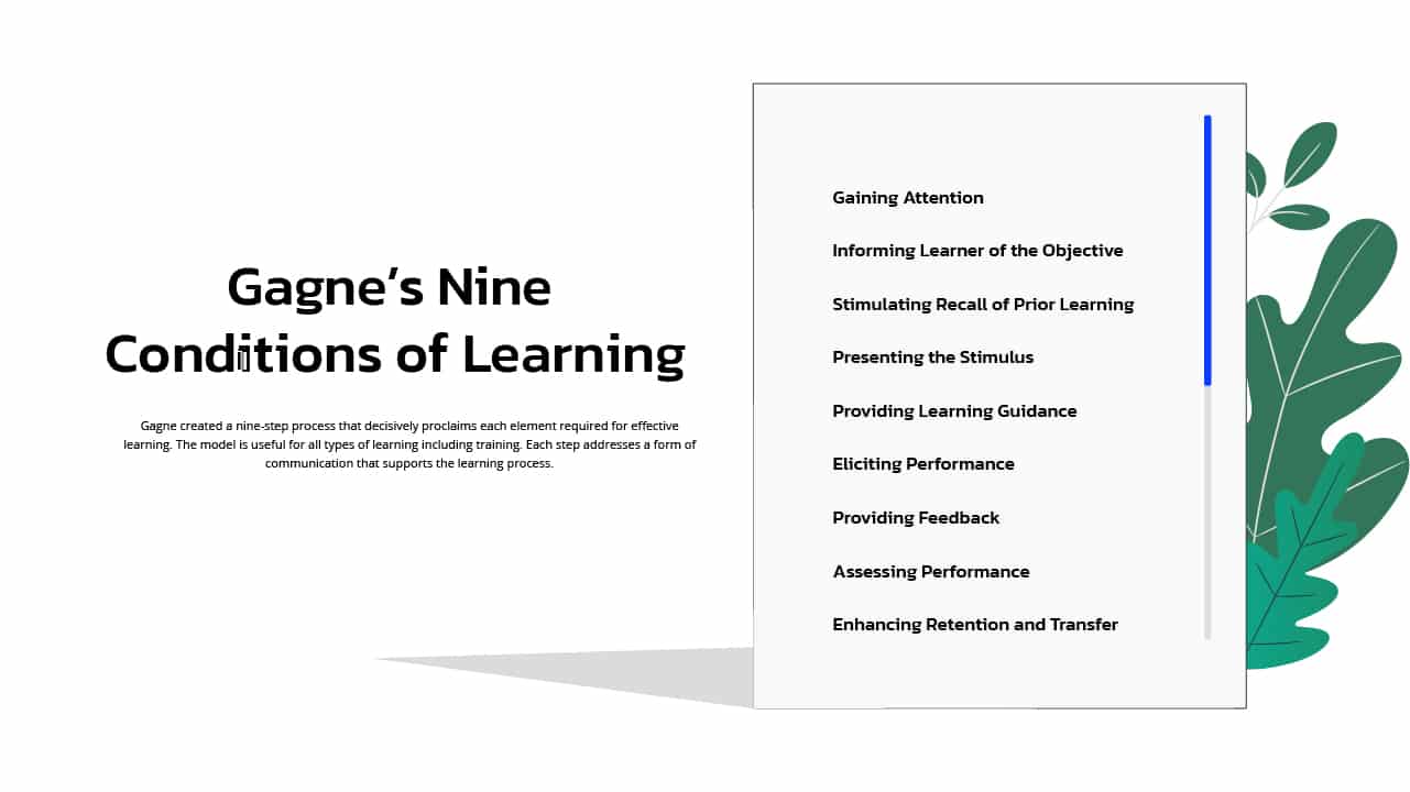 nine conditions of learning