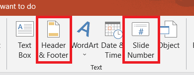 Click on Slide Number to insert slide numbers in PPT