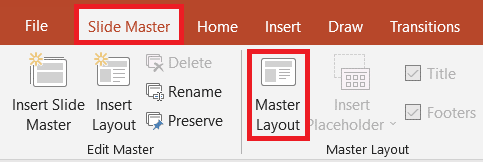 Selecting master layout to customize slide numbers in your slides