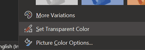 Set Transparent tool for removing background of an image in PowerPoint