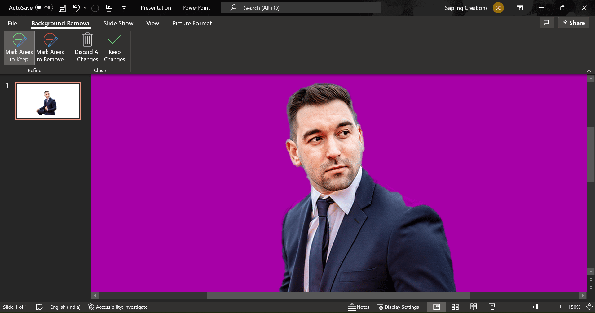 Using Remove Background tool on an image in PowerPoint