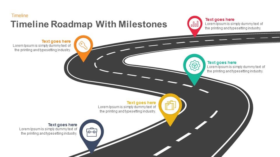 Example of a roadmap timeline template for PowerPoint