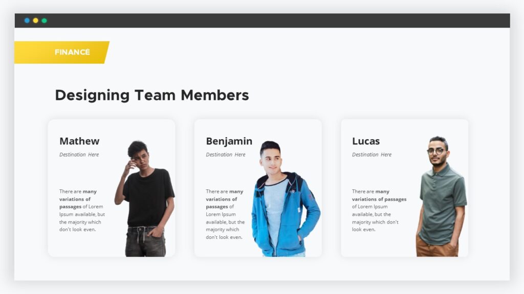 Example of a team slide for a pitch deck