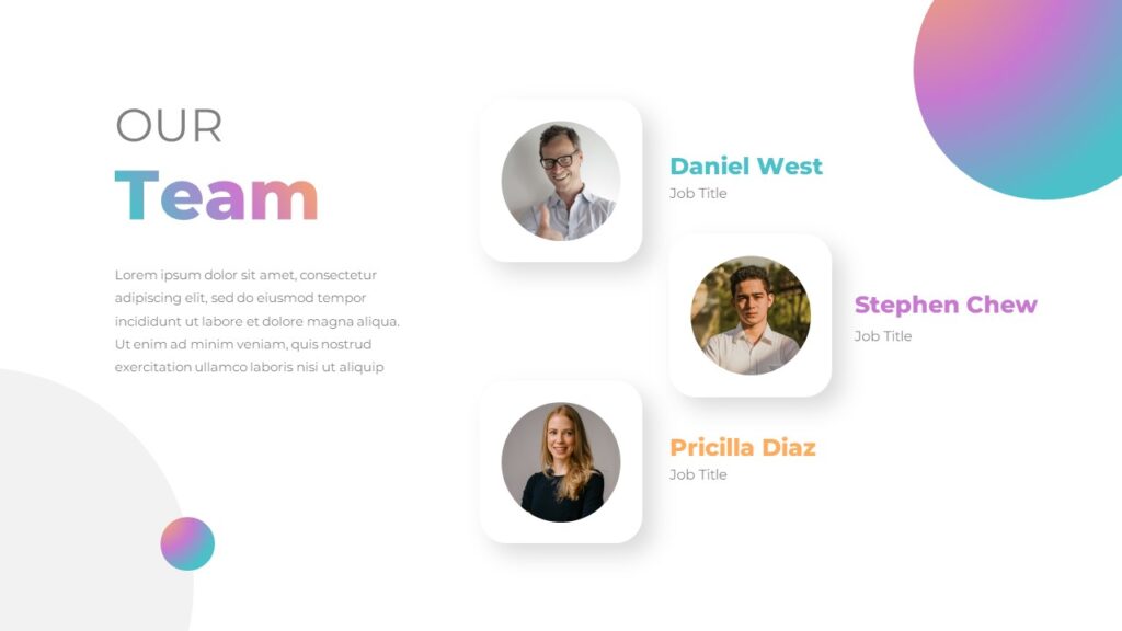 Team slide in a pitch deck