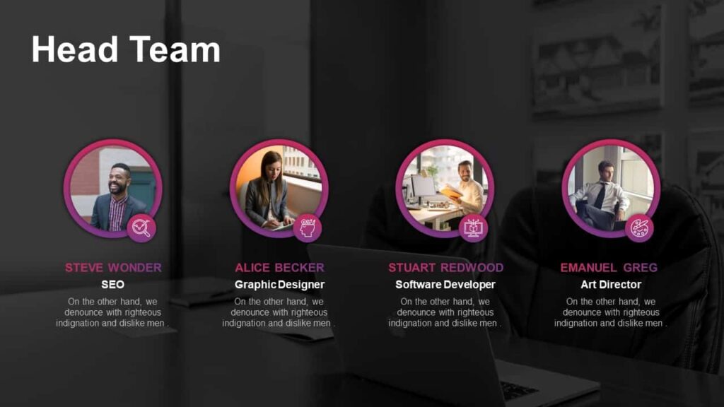 This is an example of a team slide from a business pitch deck