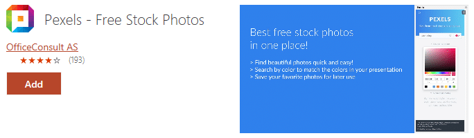Pexels PowerPoint Add-in