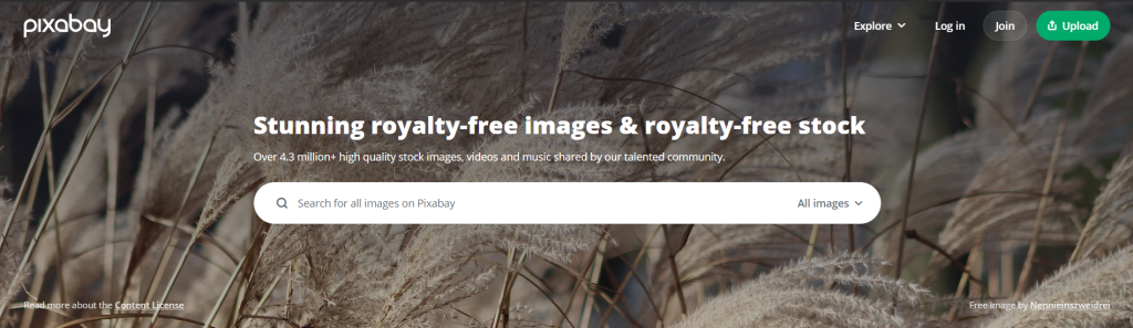 A preview of Pixabay, a website for getting stock images for your presentations
