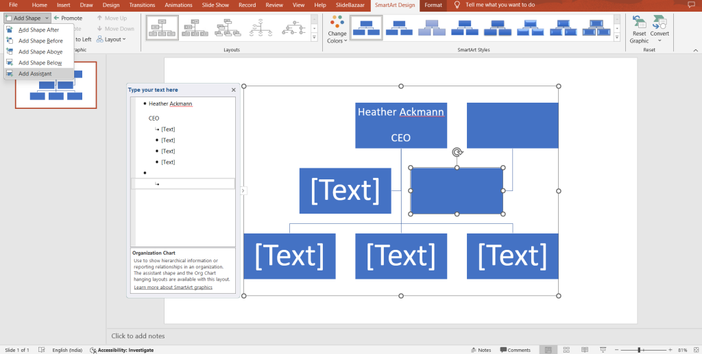 Adding Assistant Positions in org chart
