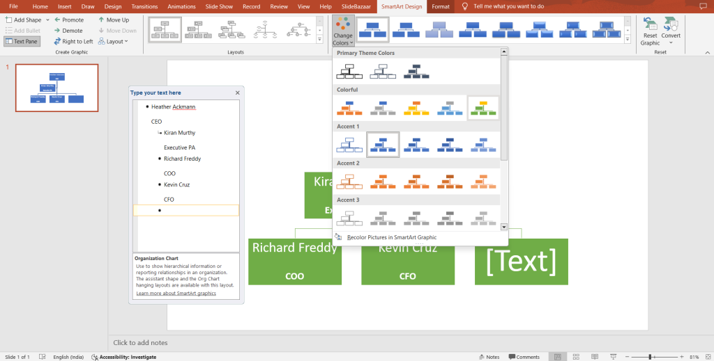 Exploring Color Schemes in org chart