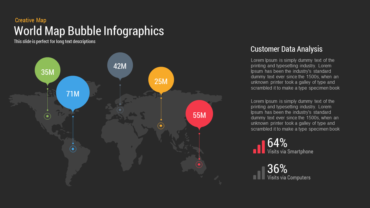 world map bubble PowerPoint template