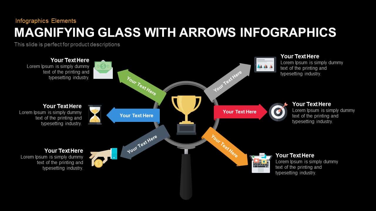 Magnifying Glass With Arrows Infographics