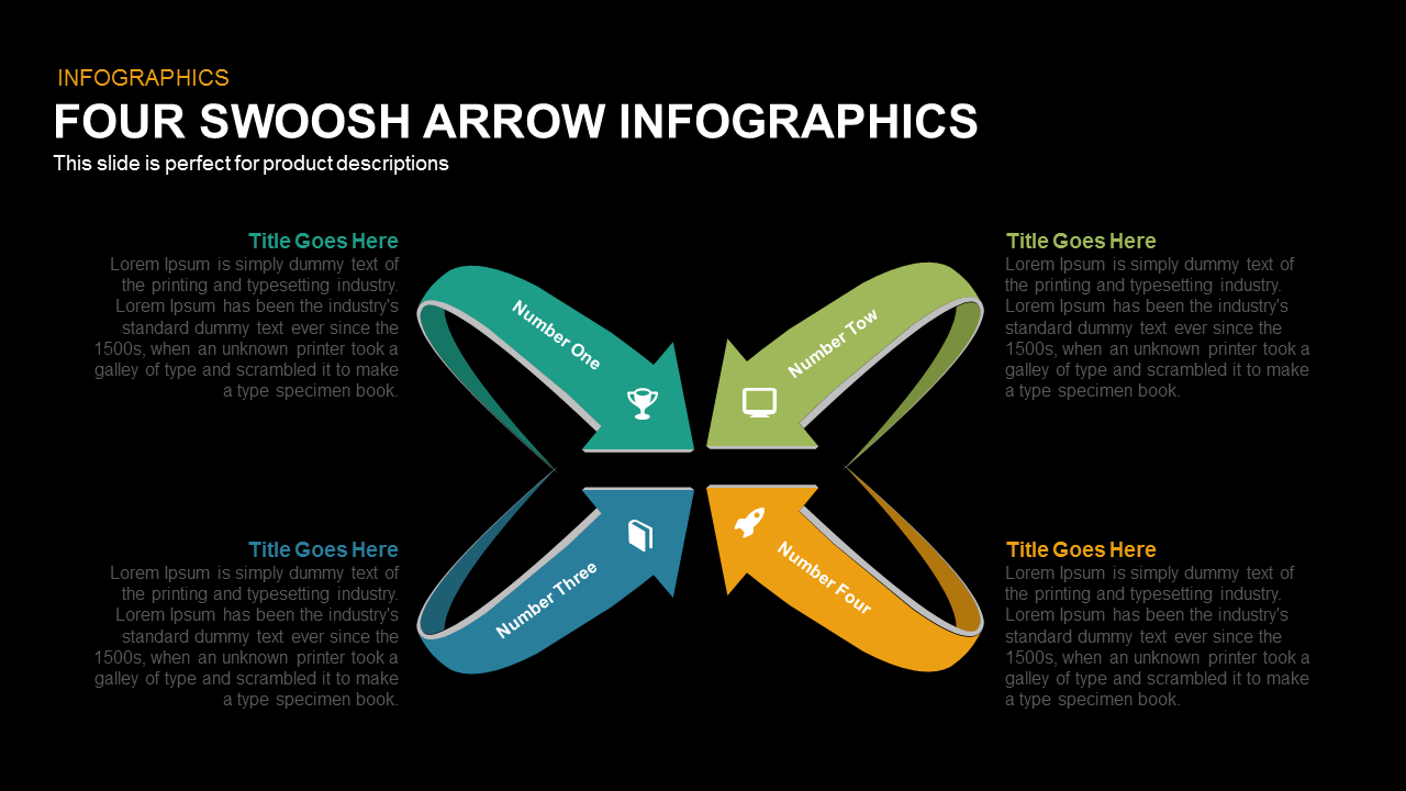 Four Swoosh Arrow Infographics