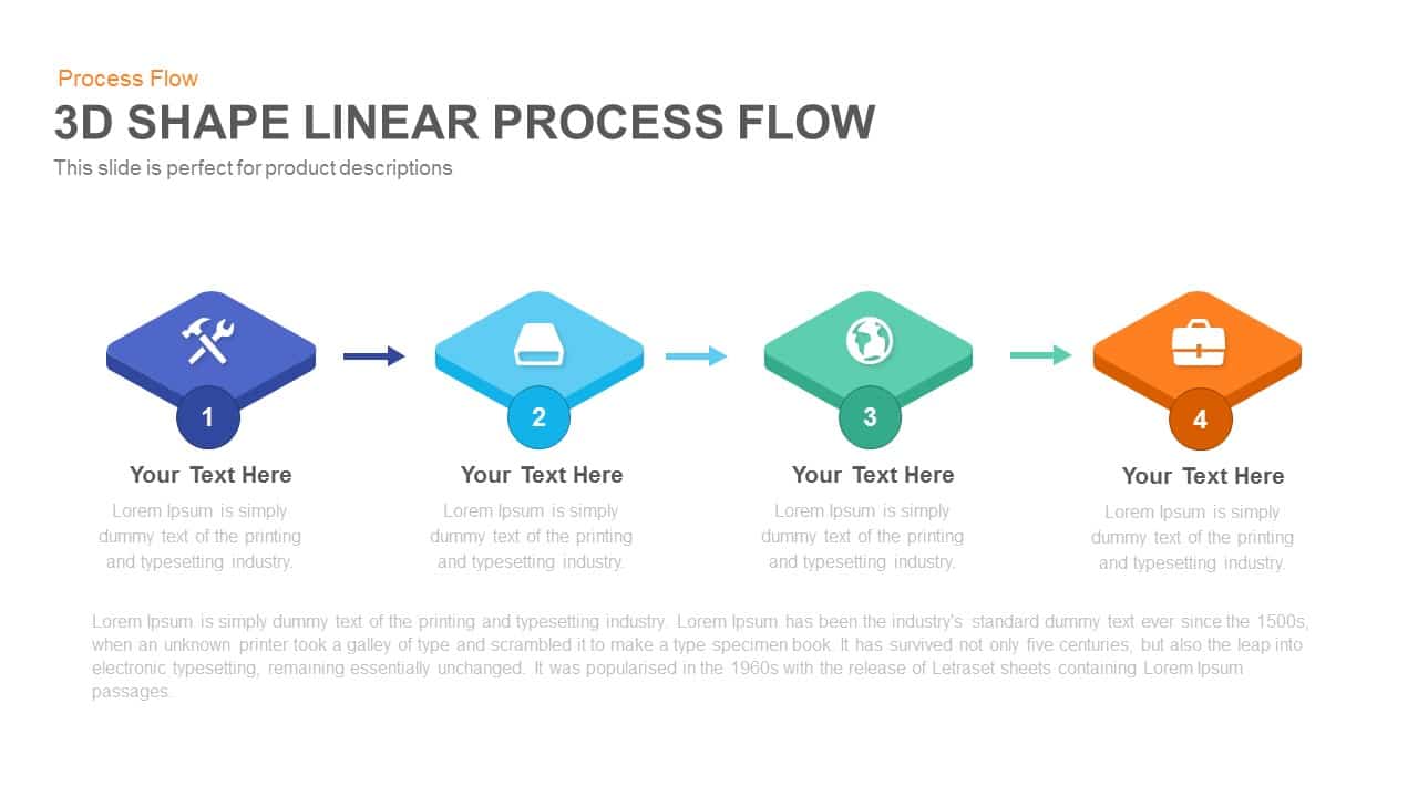 3D Shape Linear Process Flow Template for PowerPoint and Keynote