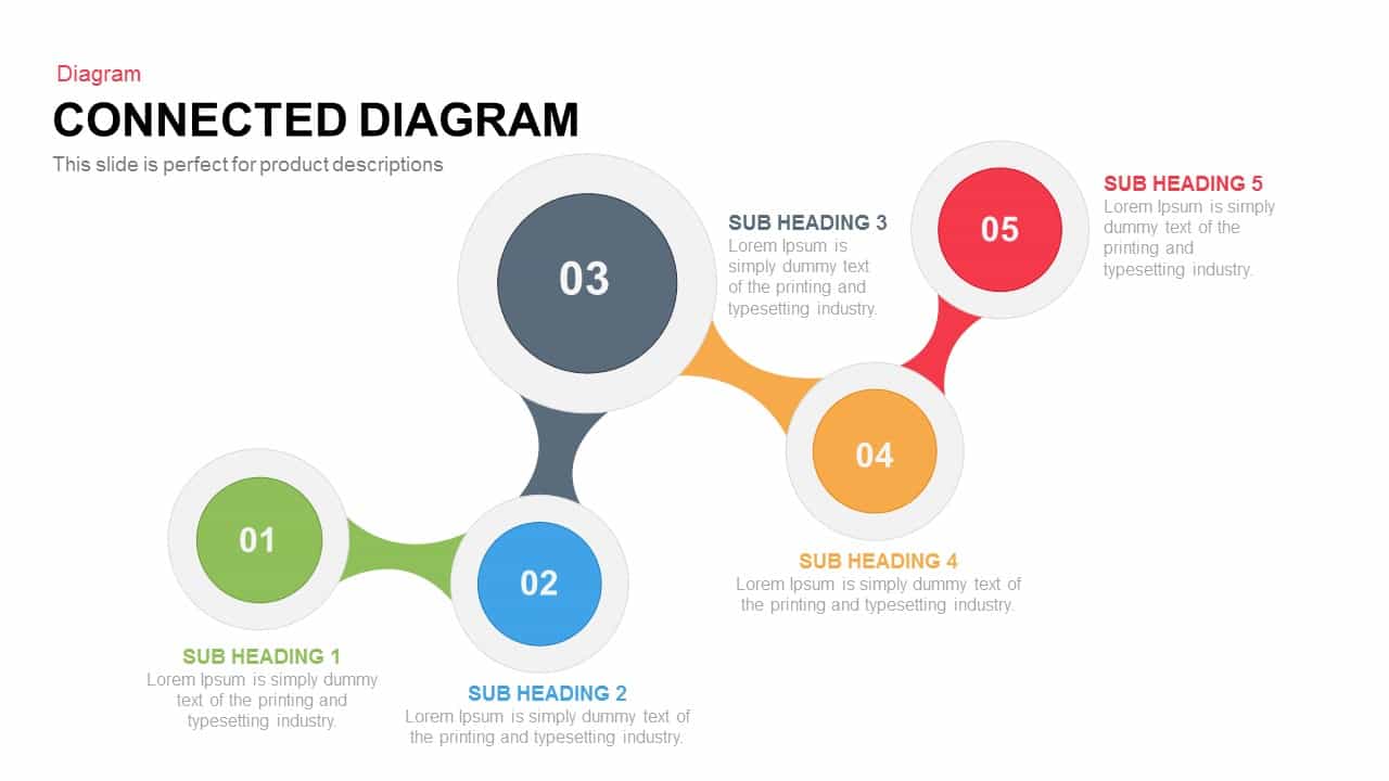 Connected diagram PowerPoint template and keynote 