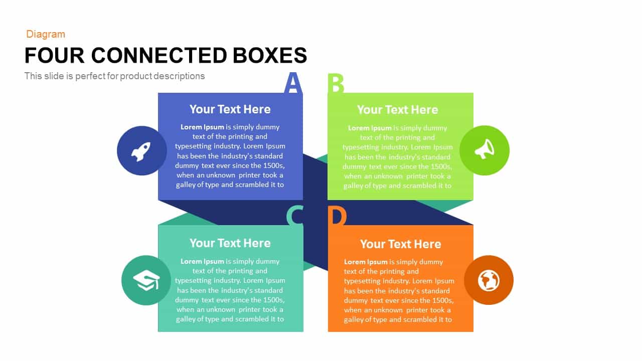 4 box powerpoint template / four connected boxes powerpoint and keynote template