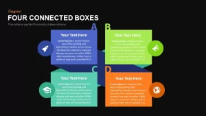 Four Connected Boxes Powerpoint and Keynote template