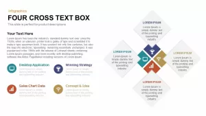 Four Cross Text Box Powerpoint and Keynote template