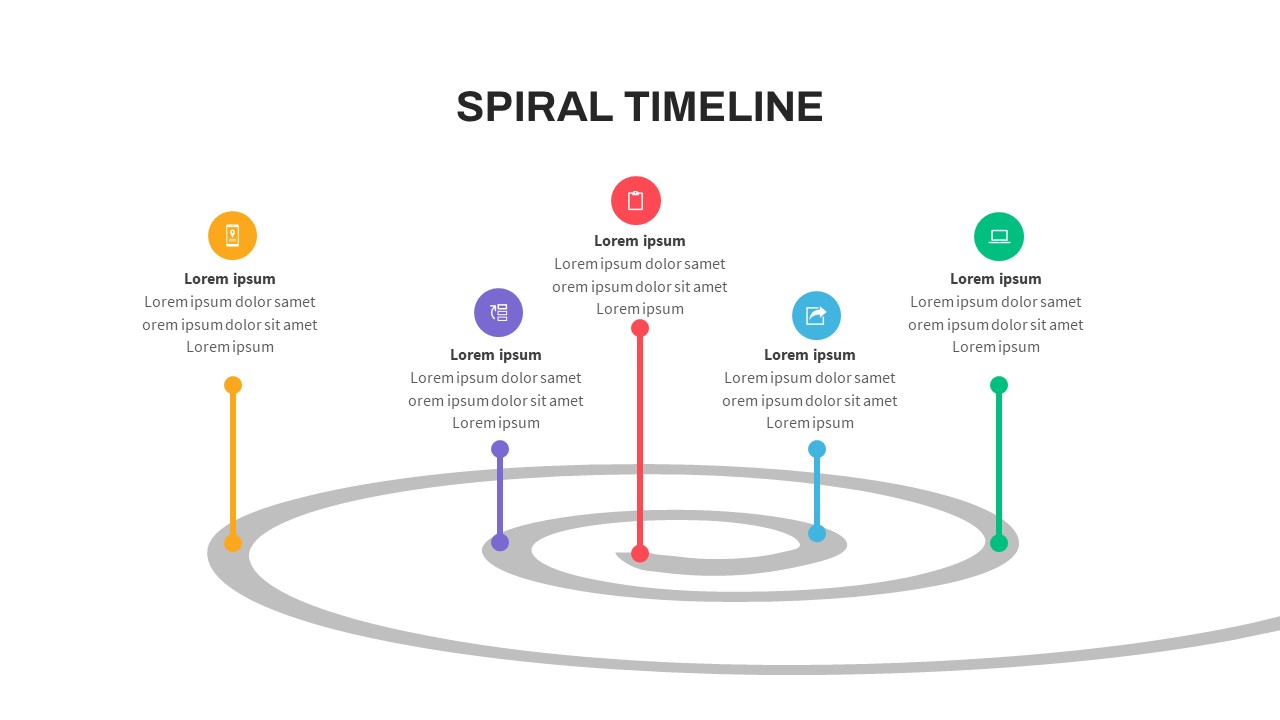 5 Points Spiral Timeline PowerPoint Template