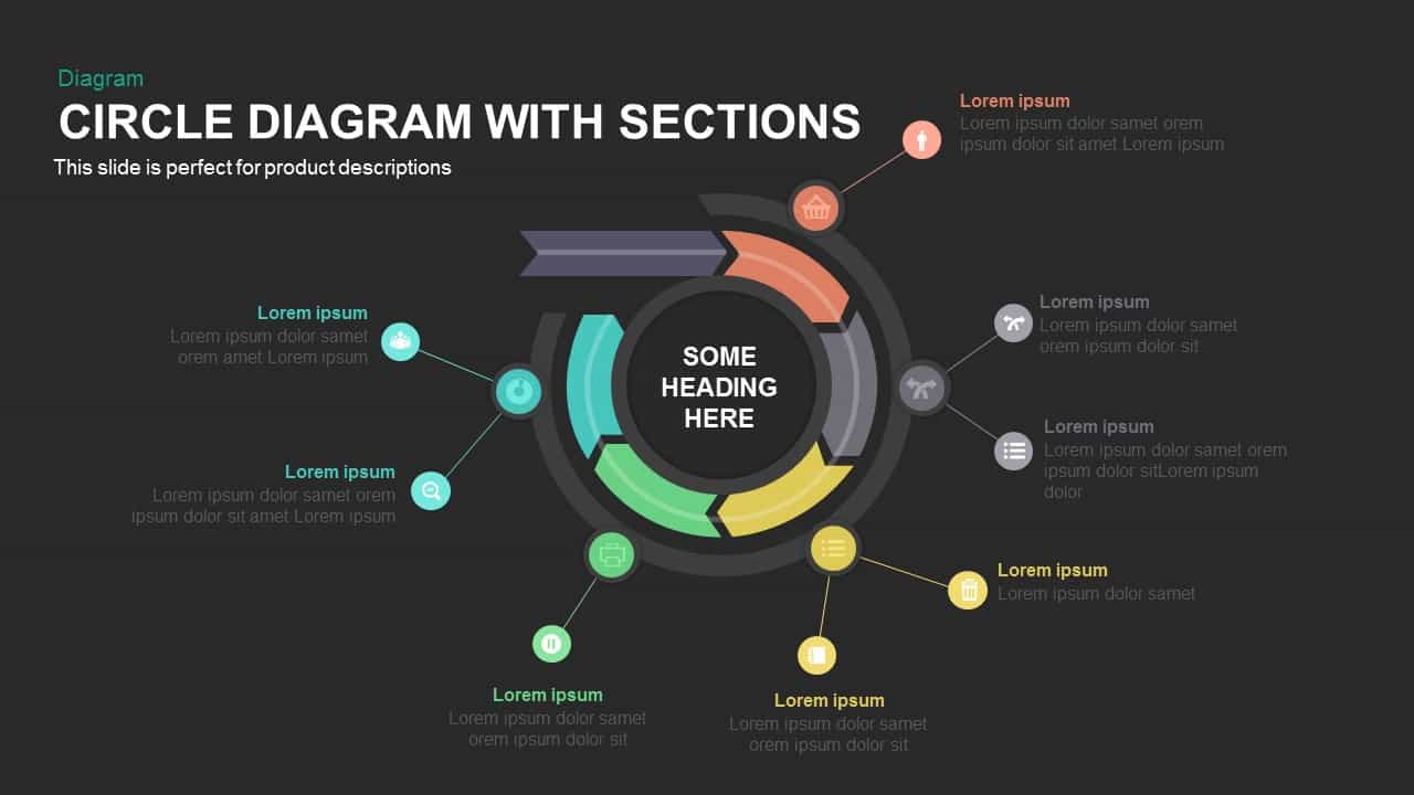 Circle Diagram With Sections Powerpoint and Keynote template