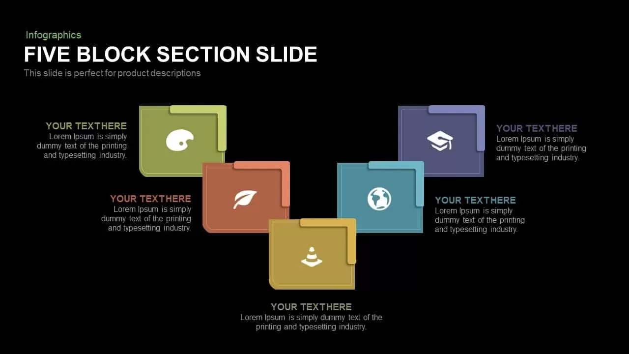 Five Block Section Powerpoint and Keynote Slide