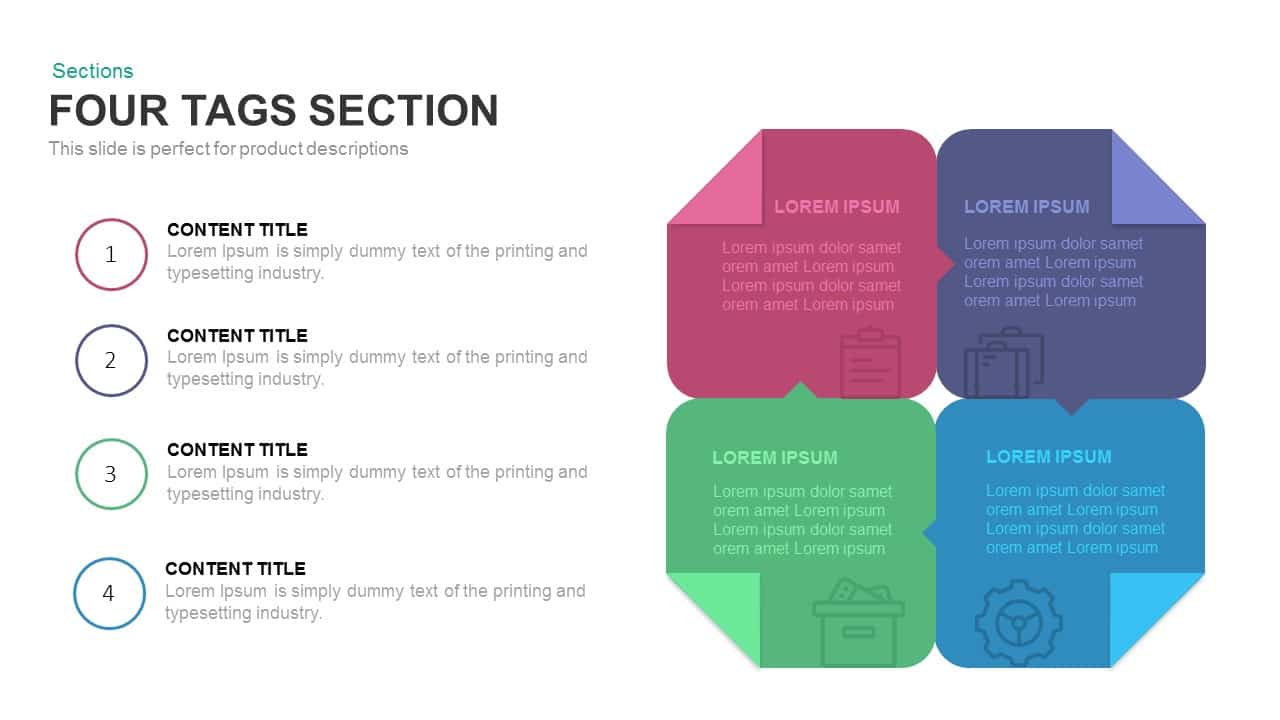 4 tags section PowerPoint template and keynote