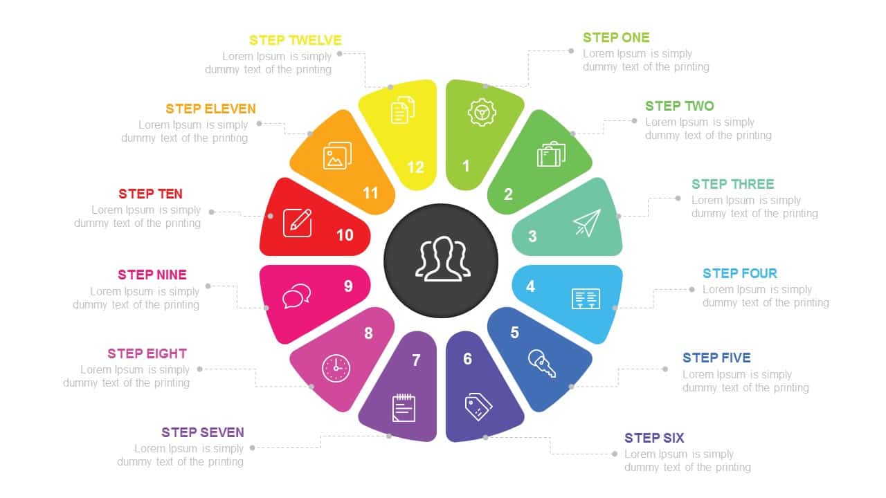 12 Step Circular Process Diagram Powerpoint and Keynote template