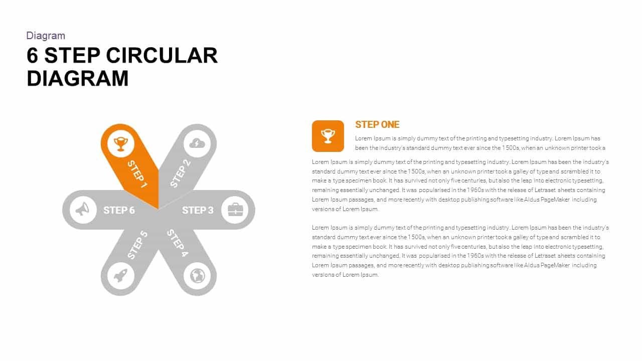 6 Step Circular Diagram Powerpoint and Keynote template