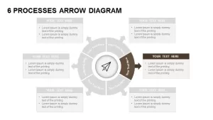 6 Processes Arrow Diagram Powerpoint and Keynote template