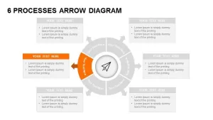 6 Processes Arrow Diagram Powerpoint and Keynote template