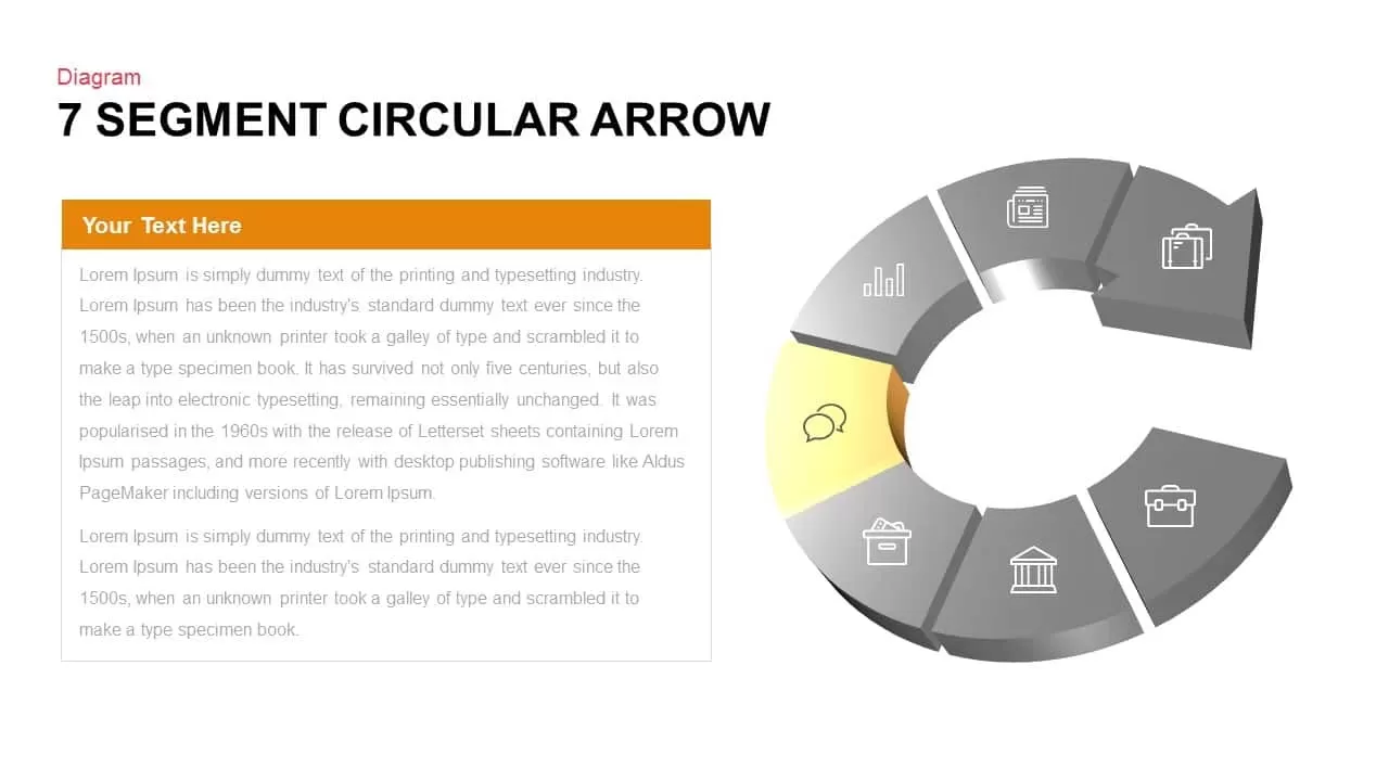 7 Segment Circular Arrow Powerpoint template