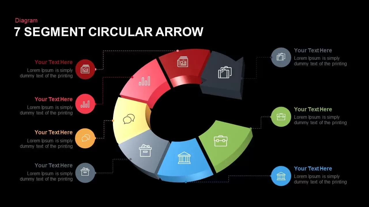 7 Segment Circular Arrow Powerpoint template