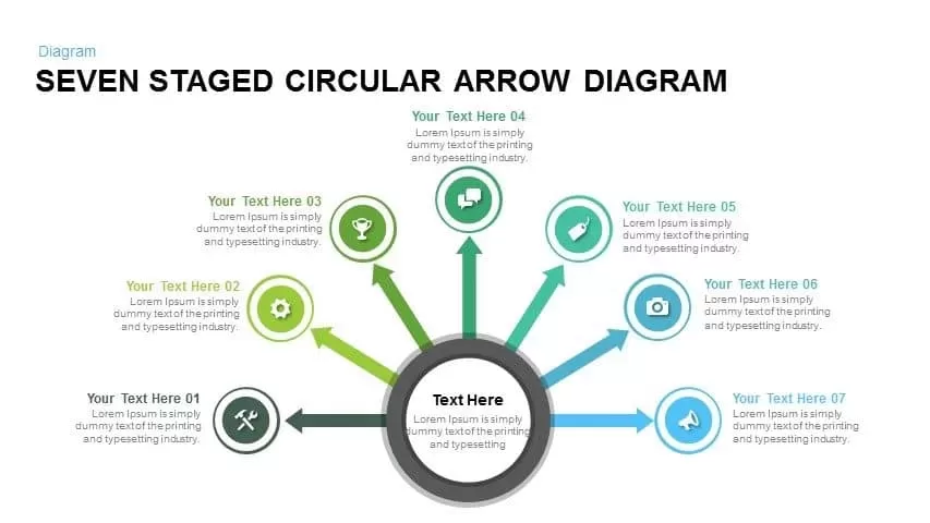 Eight Step Circular Arrow Diagram Powerpoint and Keynote template