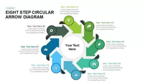 Eight Step Circular Arrow Diagram Powerpoint and Keynote template