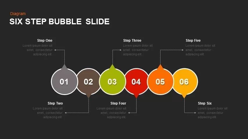 Six Step Bubble Powerpoint and Keynote Slide