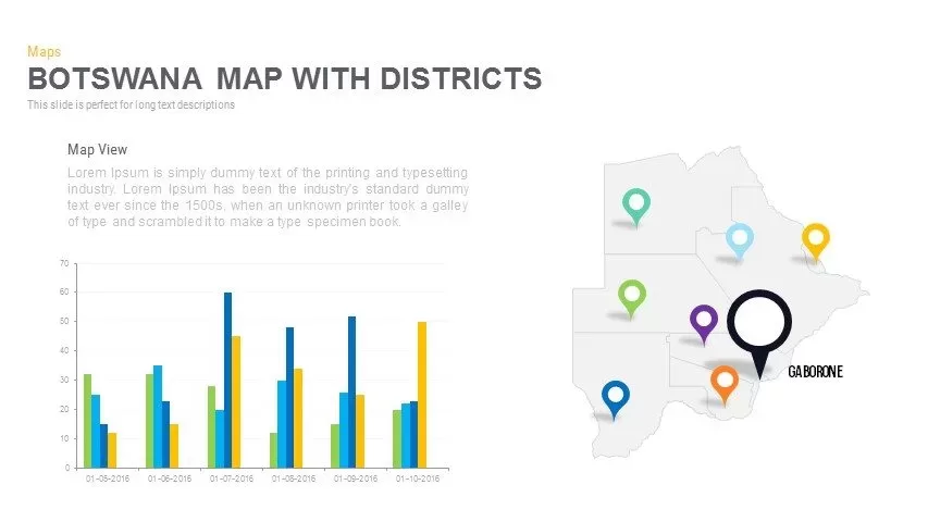 Botswana Map With districts Powerpoint and Keynote template