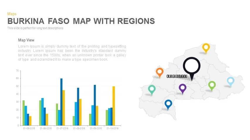 Burkina Faso Map With regions Powerpoint and Keynote template