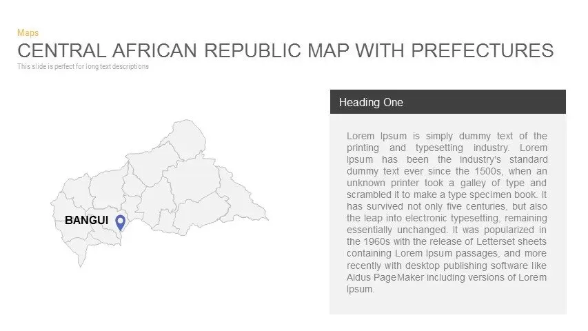 Central African Republic Map With prefectures Powerpoint and Keynote template