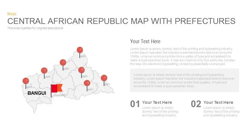 Central African Republic Map With prefectures Powerpoint and Keynote template