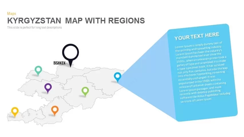 Kyrgyzstan Map With regions Powerpoint and Keynote template