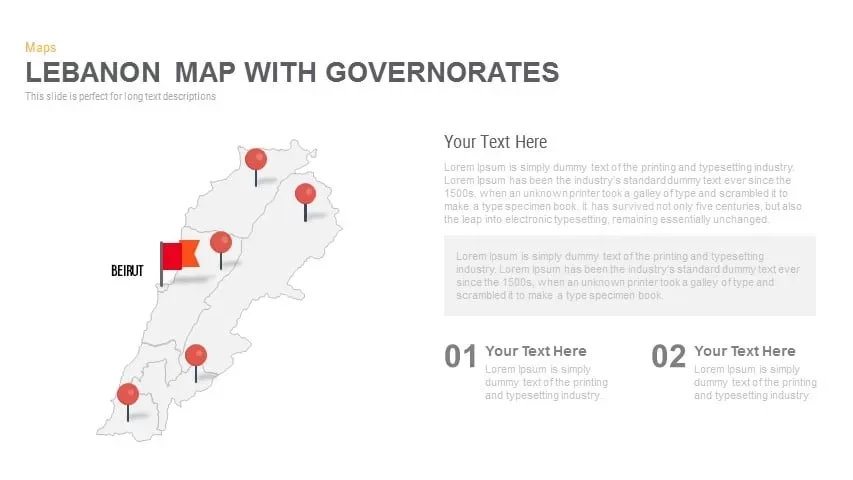 Lebanon Map With governorates Powerpoint and Keynote template