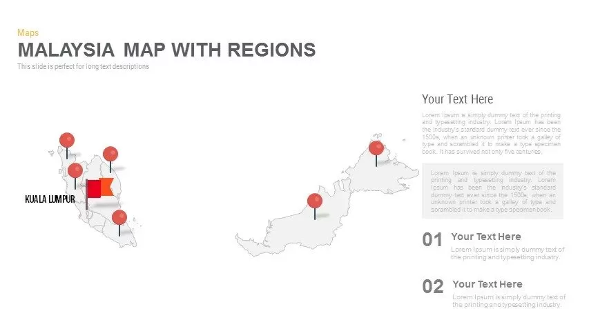 Malaysia Map With Regions Powerpoint and Keynote template