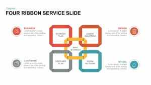 Four Ribbon Service Powerpoint and Keynote Slide