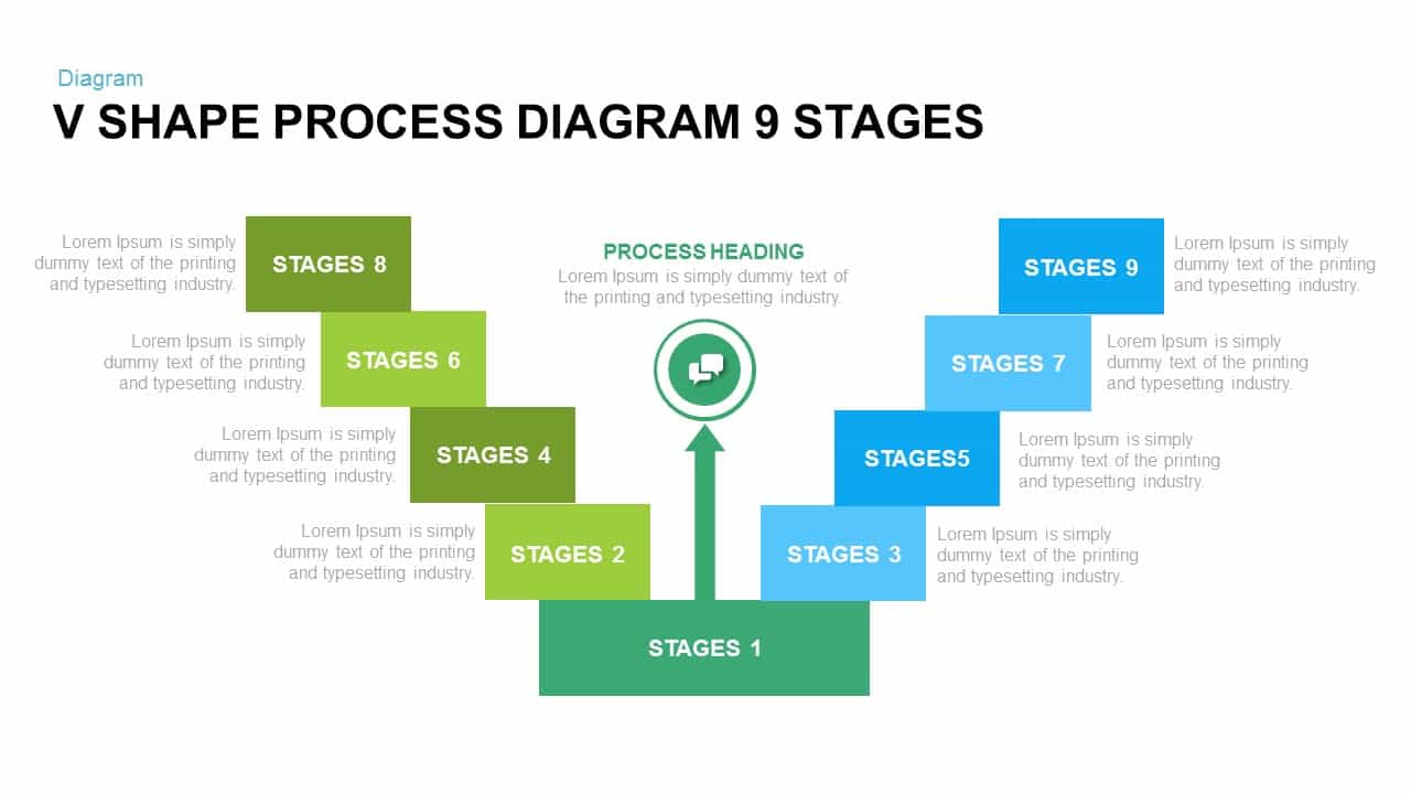 v shape process diagram PowerPoint template