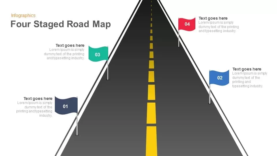 Four Staged Road Map Keynote and Powerpoint template