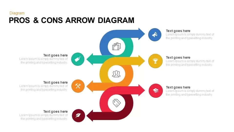 Pros & Cons Arrow Diagram Powerpoint