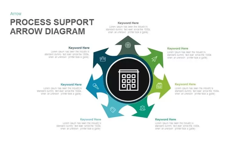 Process Support Arrow Diagram PowerPoint Template and Keynote Slide