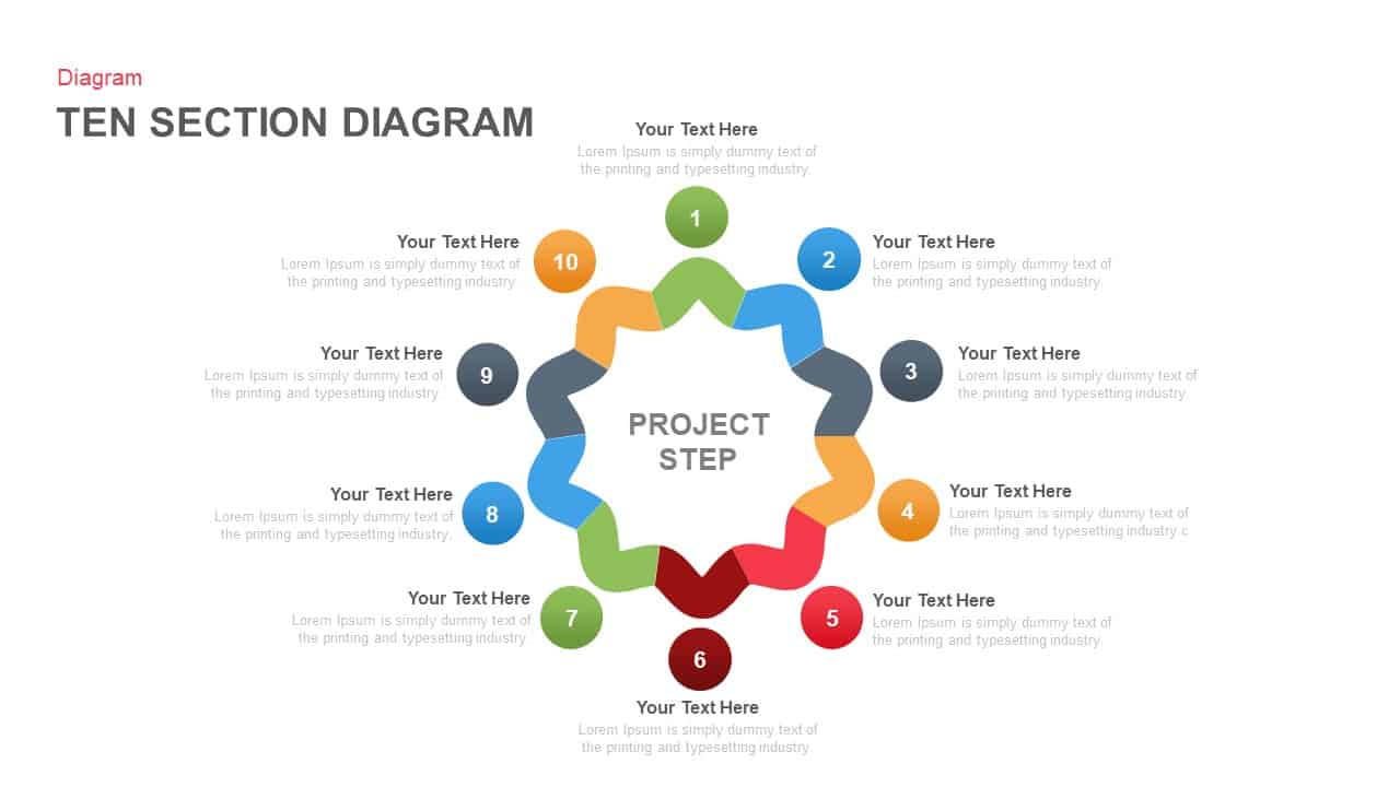 Ten section PowerPoint diagram template and keynote