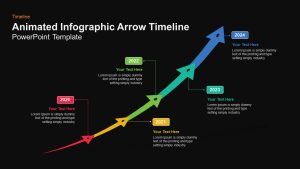 Animated Arrow Timeline Infographics PPT Template With Black Background