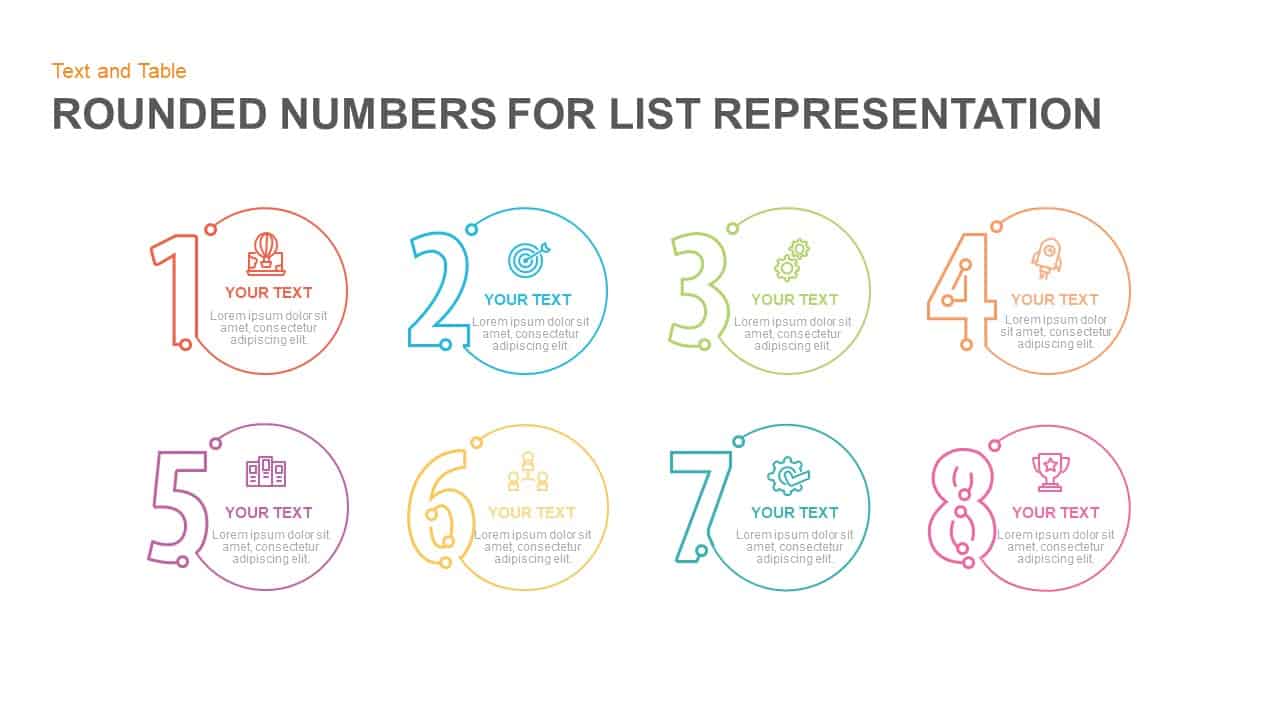 Rounded Numbers for List Representation PowerPoint Template