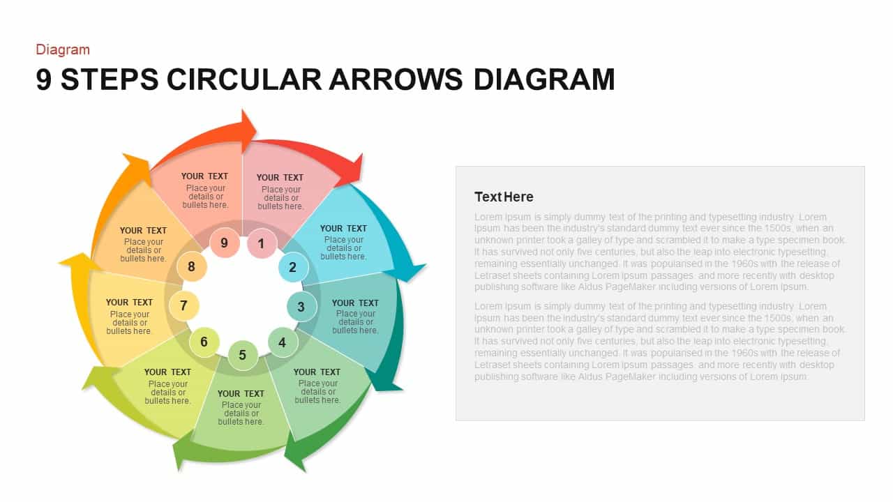 9 Steps Circular Arrows Diagram